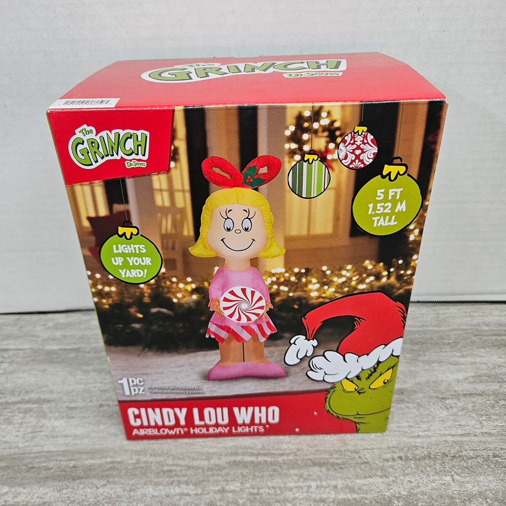 Gemmy‎ The Grinch Cindy Lou Who Inflatable 5 Ft Tall Holiday Lights